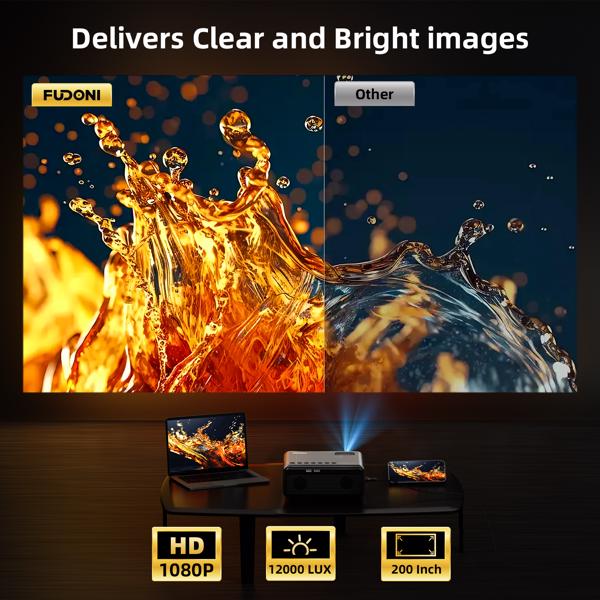 Projector With WiFi & Bluetooth Upgraded 5G Portable